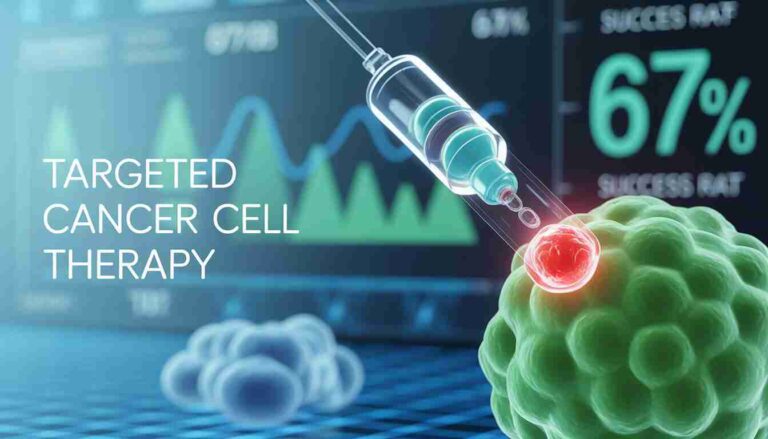 Abstract visualization of Mo-Rez antibody-drug conjugate targeting ovarian cancer cells