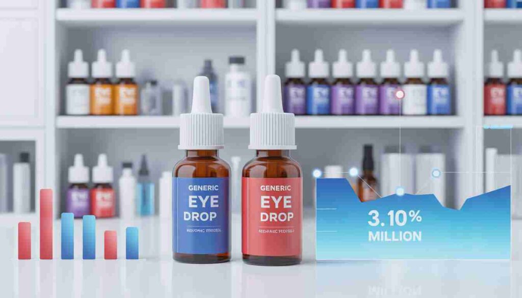 Close up of recalled eye drops FDA warning in a modern medicine cabinet