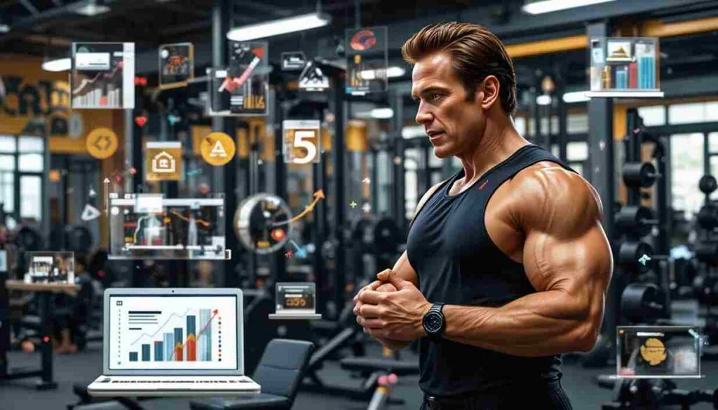 joseph baena training with Arnold Schwarzenegger banner