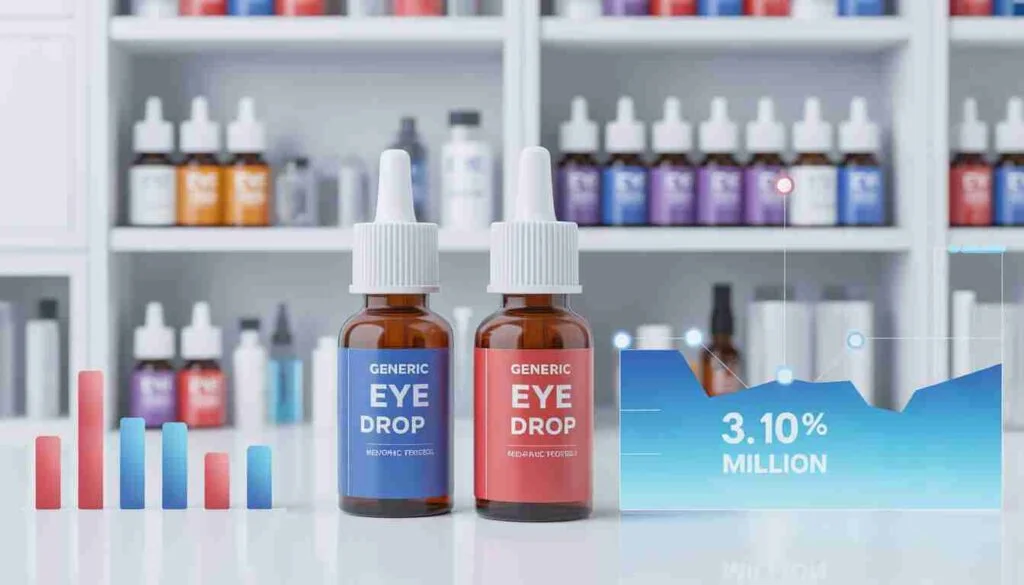 Close up of recalled eye drops FDA warning in a modern medicine cabinet
